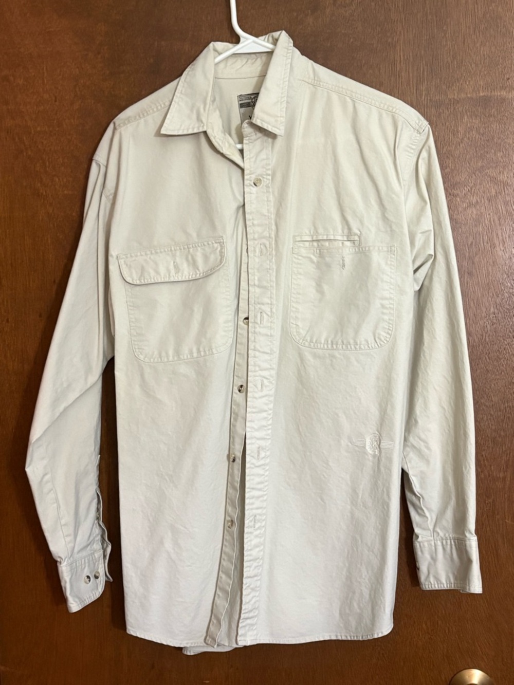 Wrangler Light Beige Button-Down Work Shirt